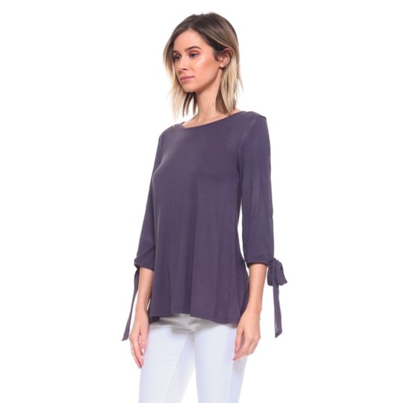 Women's Stretch Jersey Top 3/4 Sleeves Relaxed Fit - Picture 2 of 5